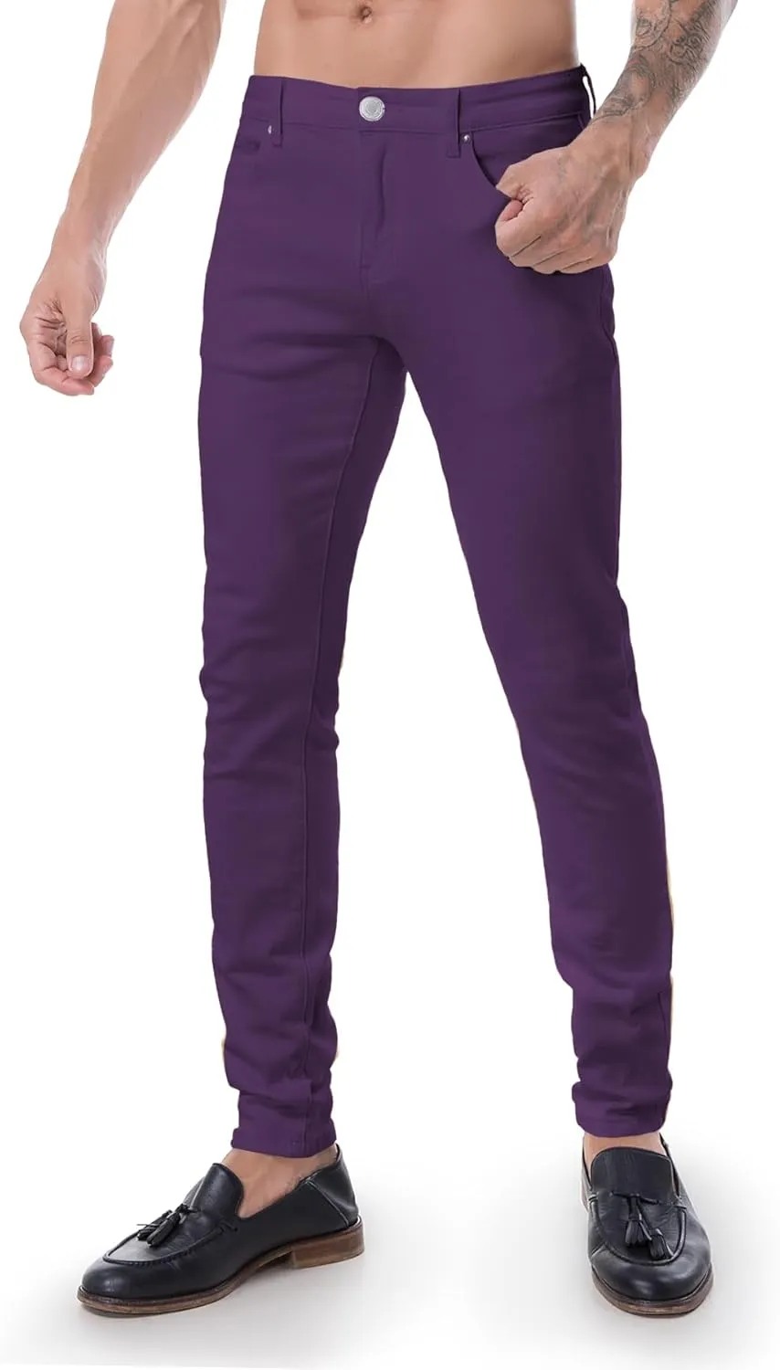 ABSECAI Mens Jeans Pants Skinny Slim Fit Comfy Fashion Denim Stretch Fit
