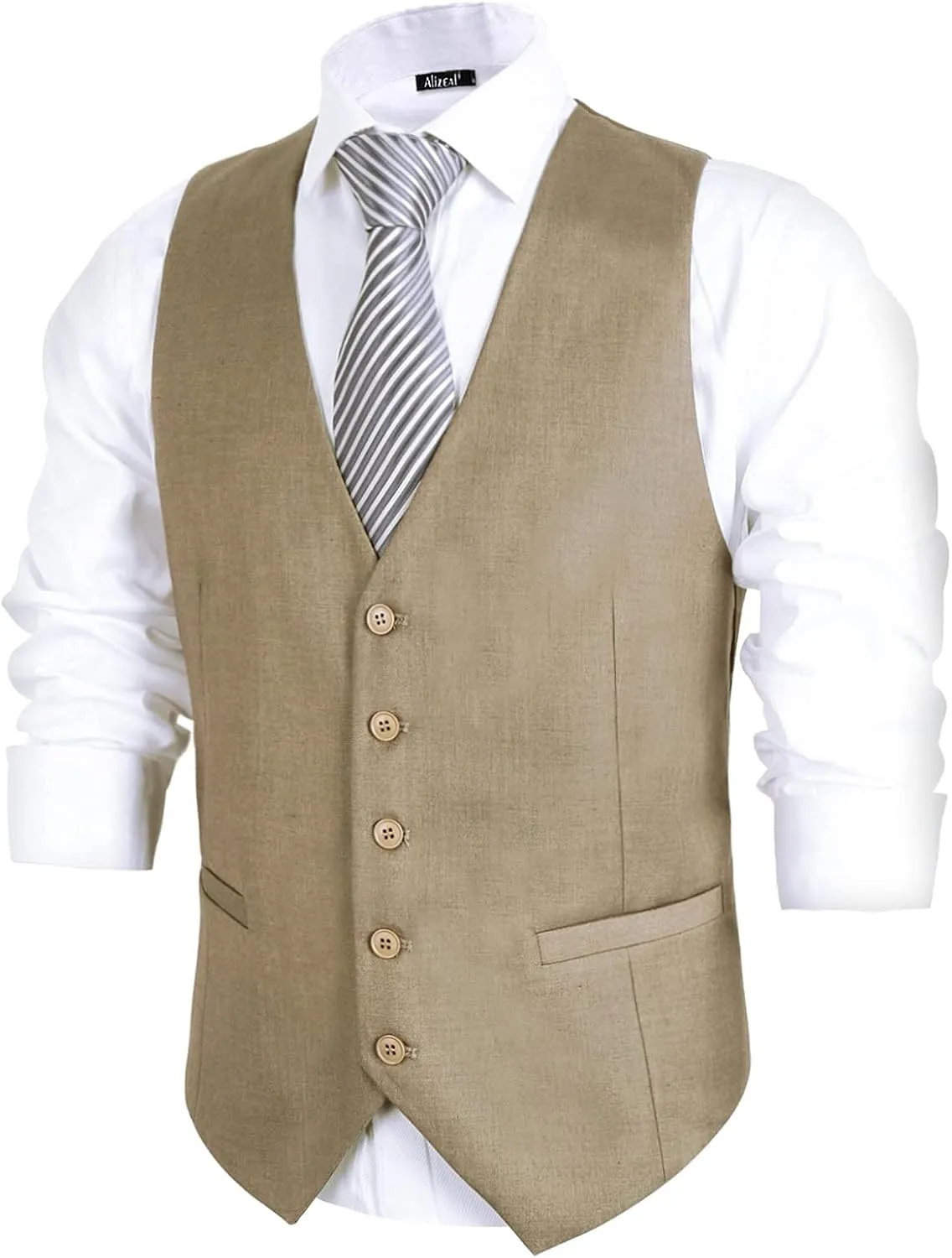 Alizeal Mens Classic Solid Color Business Suit Vest Regular Fit Tuxedo Waistcoat for Wedding