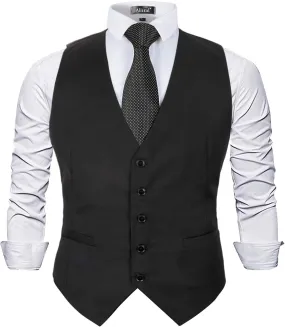 Alizeal Mens Classic Solid Color Business Suit Vest Regular Fit Tuxedo Waistcoat for Wedding