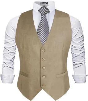 Alizeal Mens Classic Solid Color Business Suit Vest Regular Fit Tuxedo Waistcoat for Wedding