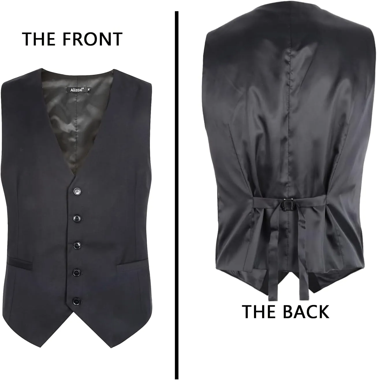 Alizeal Mens Classic Solid Color Business Suit Vest Regular Fit Tuxedo Waistcoat for Wedding