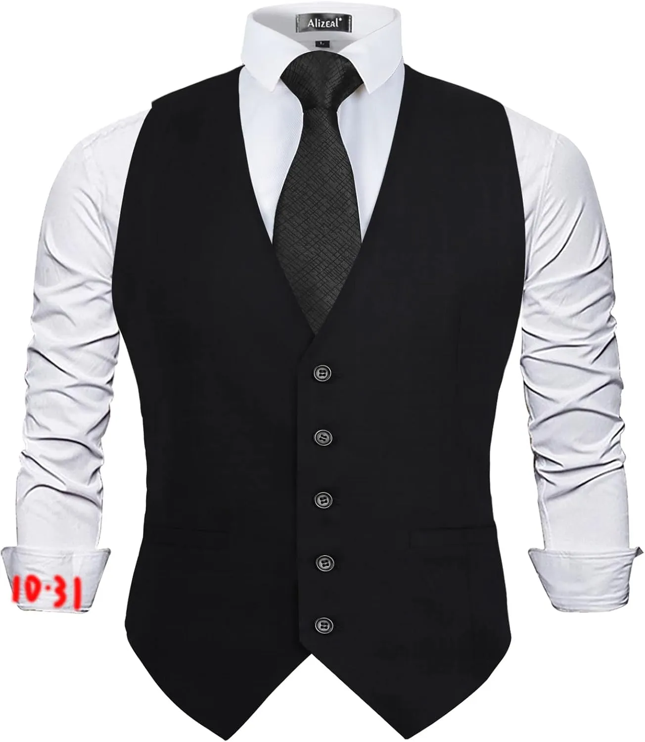 Alizeal Mens Classic Solid Color Business Suit Vest Regular Fit Tuxedo Waistcoat for Wedding