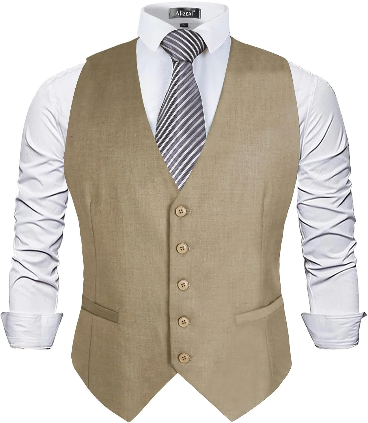 Alizeal Mens Classic Solid Color Business Suit Vest Regular Fit Tuxedo Waistcoat for Wedding