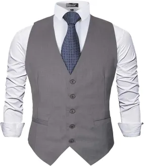 Alizeal Mens Classic Solid Color Business Suit Vest Regular Fit Tuxedo Waistcoat for Wedding
