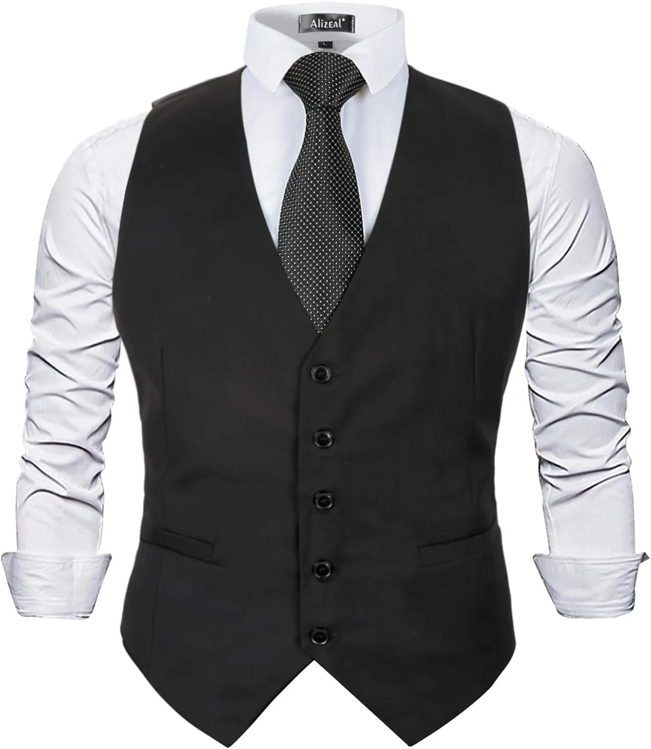 Alizeal Mens Classic Solid Color Business Suit Vest Regular Fit Tuxedo Waistcoat for Wedding