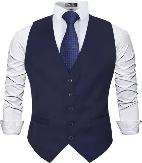 Alizeal Mens Classic Solid Color Business Suit Vest Regular Fit Tuxedo Waistcoat for Wedding