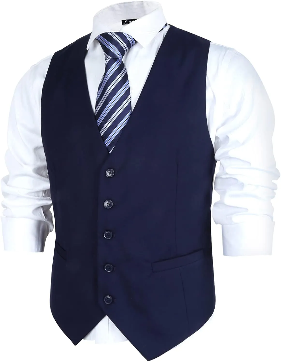 Alizeal Mens Classic Solid Color Business Suit Vest Regular Fit Tuxedo Waistcoat for Wedding
