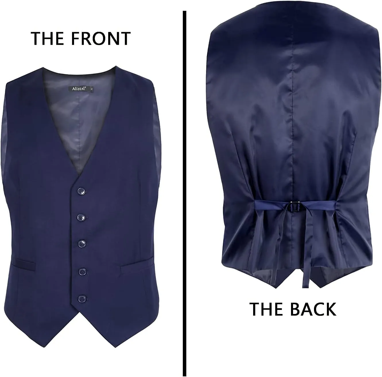 Alizeal Mens Classic Solid Color Business Suit Vest Regular Fit Tuxedo Waistcoat for Wedding