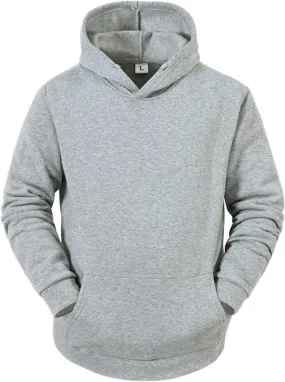 BIFUTON Hooded Sweatshirt Men Pullover with Pocket Long Sleeve Solid Color Lightweight Gym Hoodies Casual Streetwear Tops