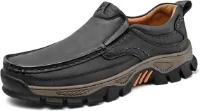 bumuam Men's Waterproof Hiking Shoes, Lightweight Breathable Casual Sneaker, Slip on Outdoor Non-Slip Shoes, Loafers with Arch Support