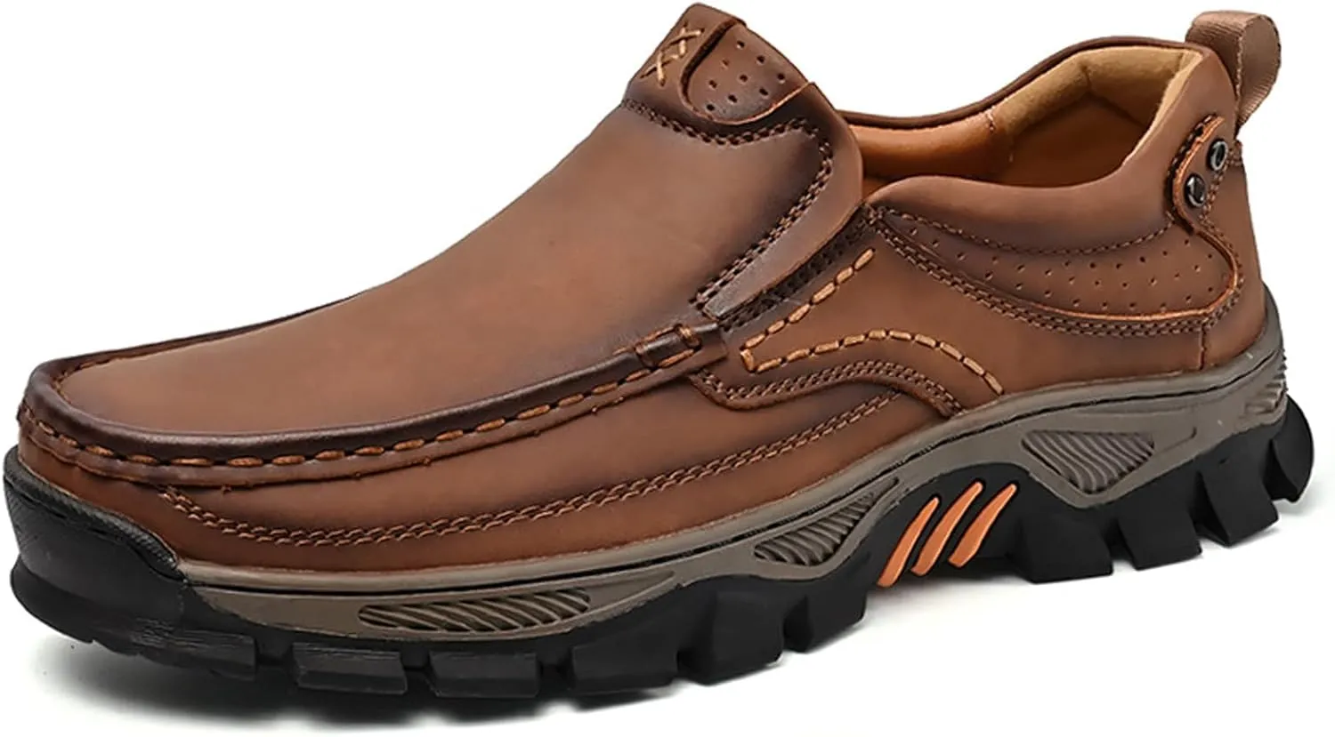 bumuam Men's Waterproof Hiking Shoes, Lightweight Breathable Casual Sneaker, Slip on Outdoor Non-Slip Shoes, Loafers with Arch Support