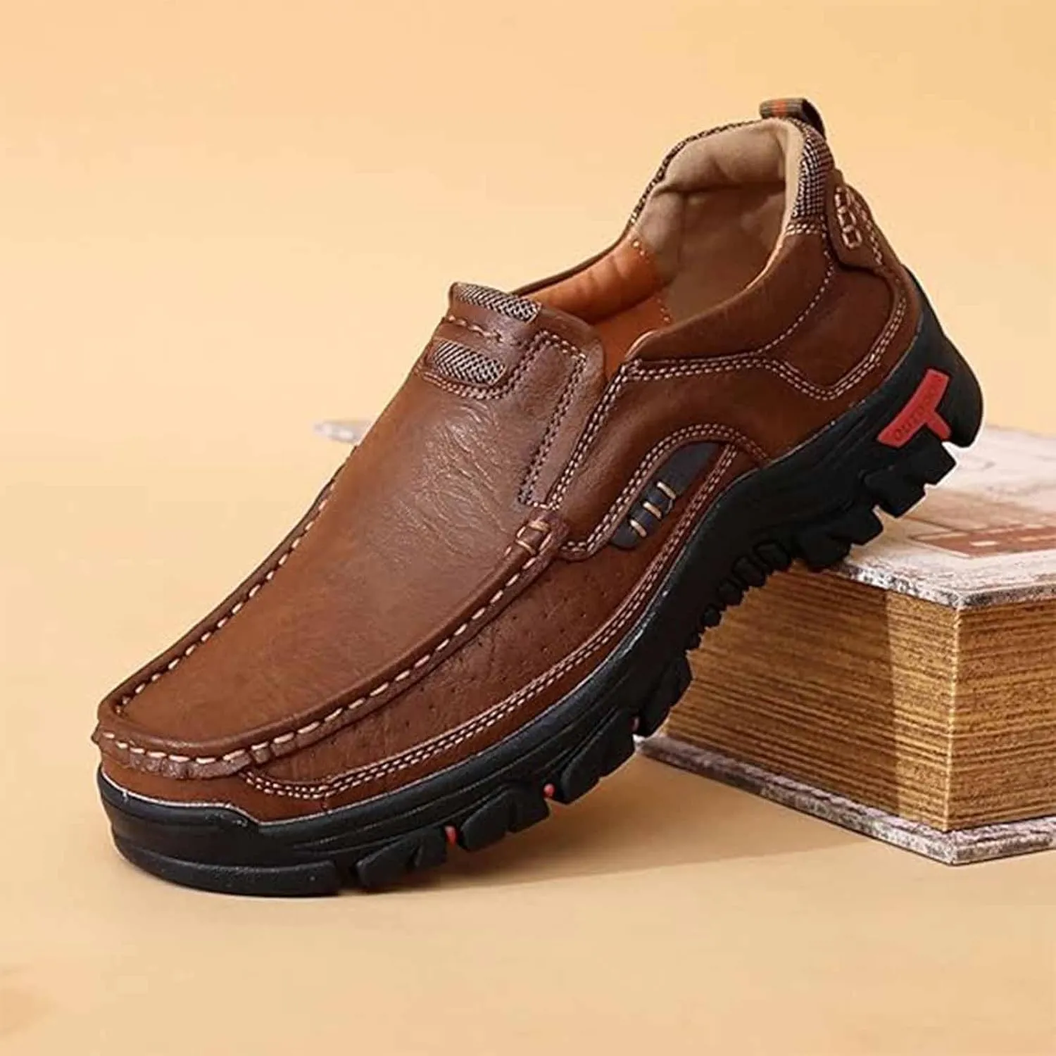 Caipcmall Mens Orthopedic Shoes, Men's Platform Lace Up Arch Support Slip On Loafers, Men's Waterproof Walking Sneakers