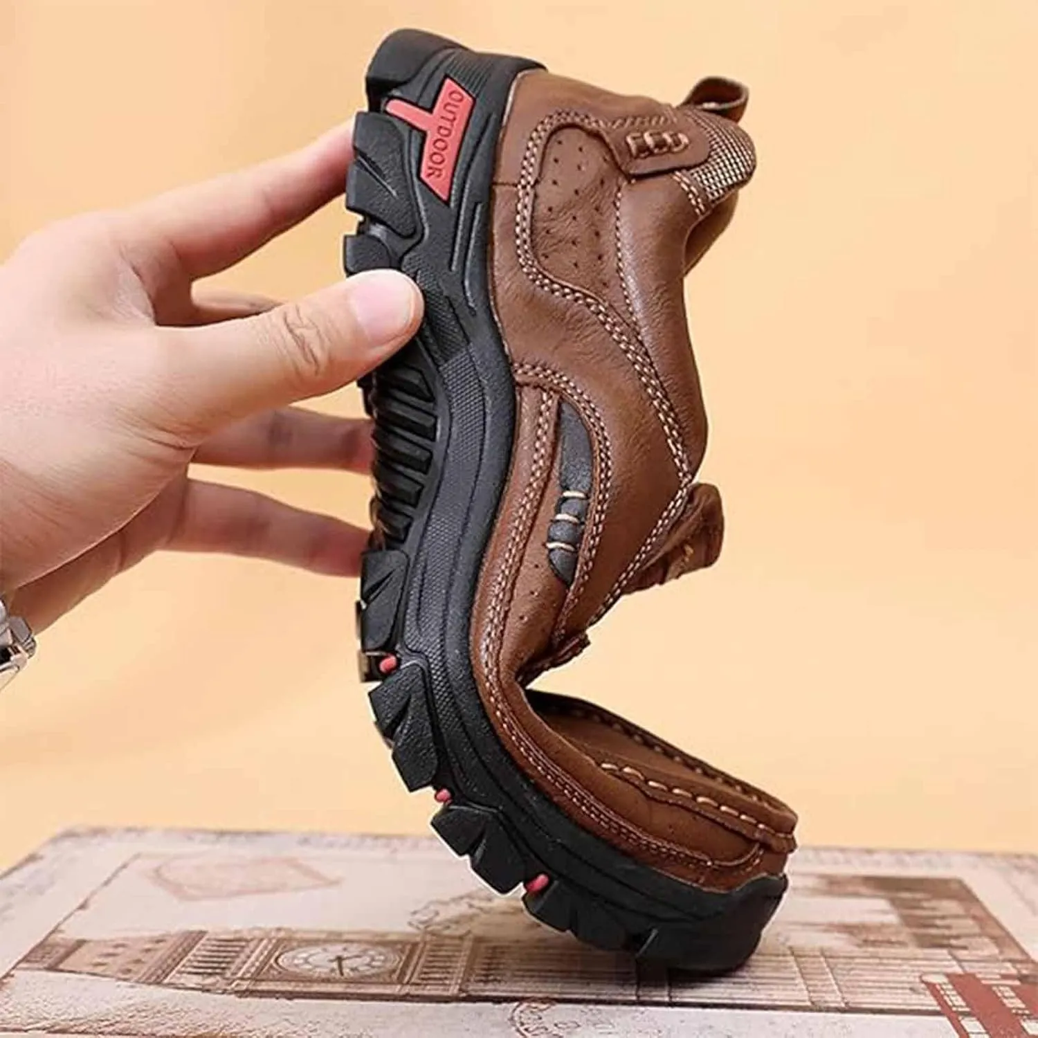 Caipcmall Mens Orthopedic Shoes, Men's Platform Lace Up Arch Support Slip On Loafers, Men's Waterproof Walking Sneakers