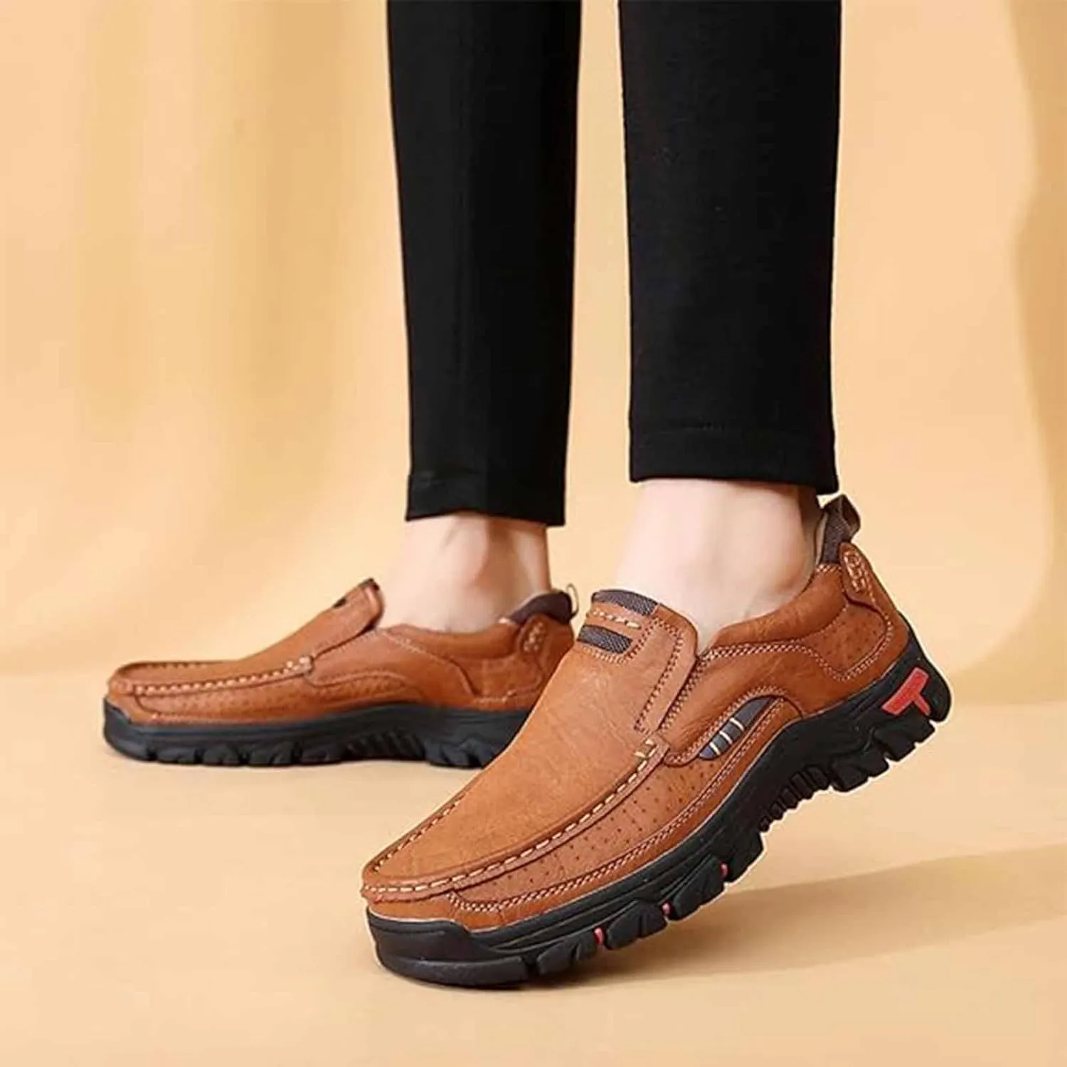 Caipcmall Mens Orthopedic Shoes, Men's Platform Lace Up Arch Support Slip On Loafers, Men's Waterproof Walking Sneakers