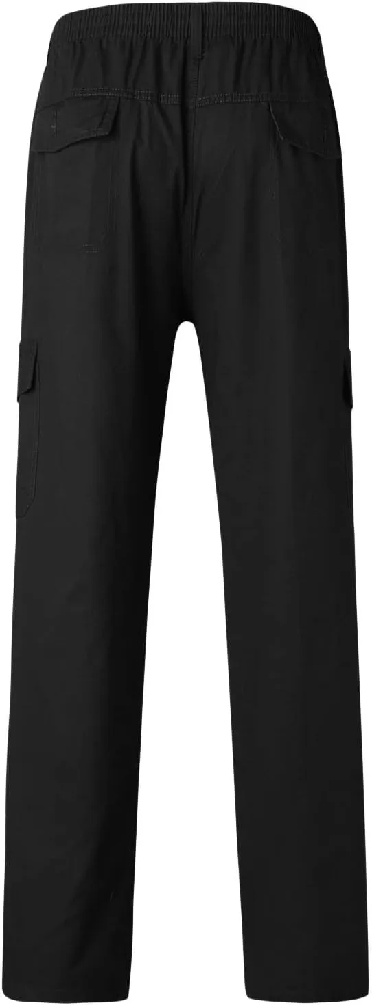 Cargo Pants for Men,Men's Cotton Linen Pants Elastic Lightweight Drawstring Waist Pants Fall Cargo Pants with Pockets