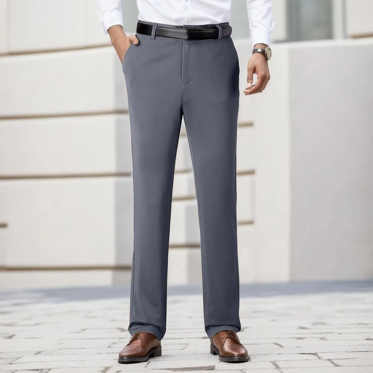 Dress Pants for Men's,Fashion Print Slim Fit Business Work Suit Pants Straight Leg Slacks Suit Trousers