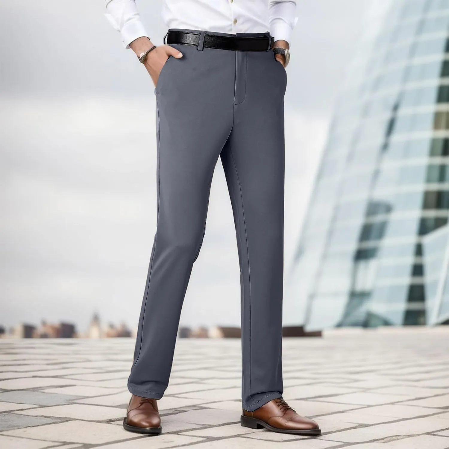 Dress Pants for Men's,Fashion Print Slim Fit Business Work Suit Pants Straight Leg Slacks Suit Trousers