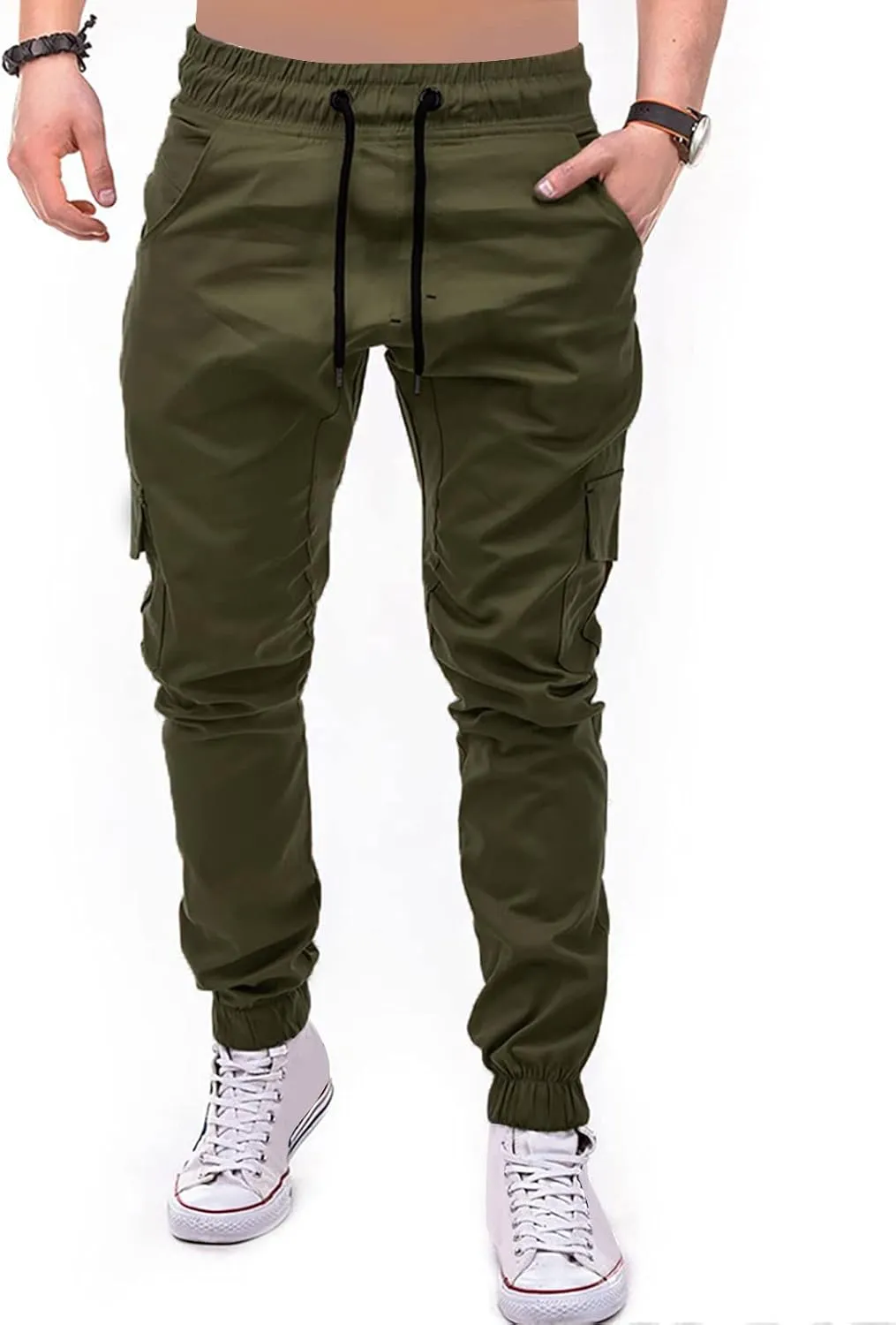 DuDubaby Mens Lounge Pants Mens Stretch Pants Overalls Drawstring Multi Pocket Casual Pants Hiking Pants Cotton Twill Pants