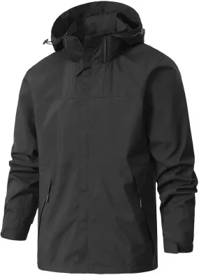 evzosrz Mens Windbreaker Jackets Lightweight Waterproof Hooded Shell Jacket Long Sleeve Rain Coat Outdoor Hiking Sports Coats
