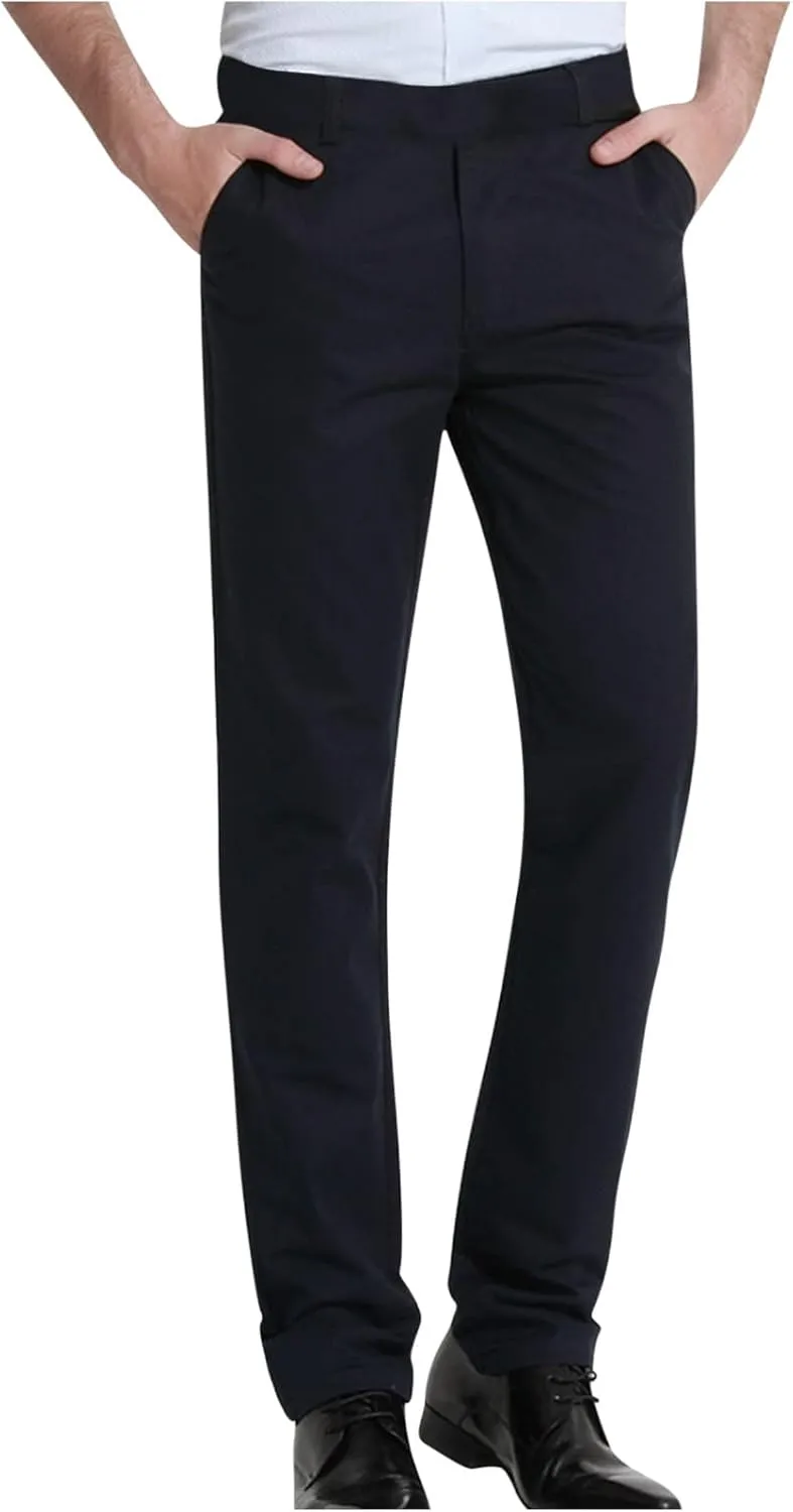 Fashion Suit Pants for Men Solid Color Slim Fit Straight Trousers Casual High Waist Business Pants with Pockets