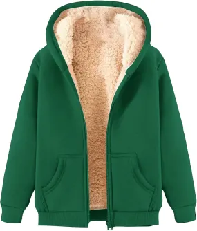 Fleece Lined Jackets for Men Winter Coats Fashion Zip Up Hoodies Sweatshirts Warm Sherpa Cardigan Sweater with Pocket