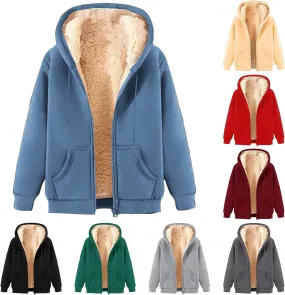 Fleece Lined Jackets for Men Winter Coats Fashion Zip Up Hoodies Sweatshirts Warm Sherpa Cardigan Sweater with Pocket