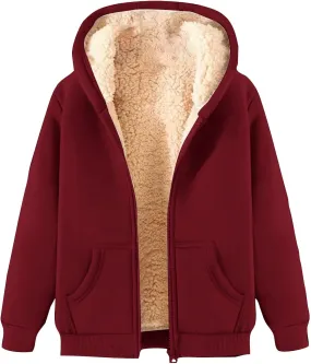 Fleece Lined Jackets for Men Winter Coats Fashion Zip Up Hoodies Sweatshirts Warm Sherpa Cardigan Sweater with Pocket