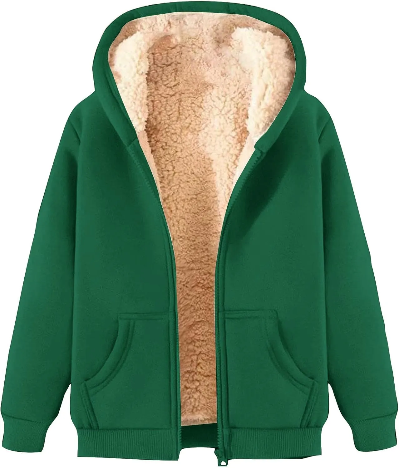 Fleece Lined Jackets for Men Winter Coats Fashion Zip Up Hoodies Sweatshirts Warm Sherpa Cardigan Sweater with Pocket