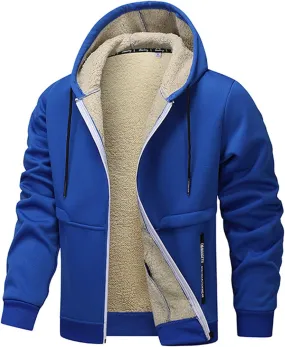 Fleece Lined Jackets for Men Zip Up Hoodie Heavyweight Winter Coats Sweatshirt Fleece Sherpa Lined Warm Jacket