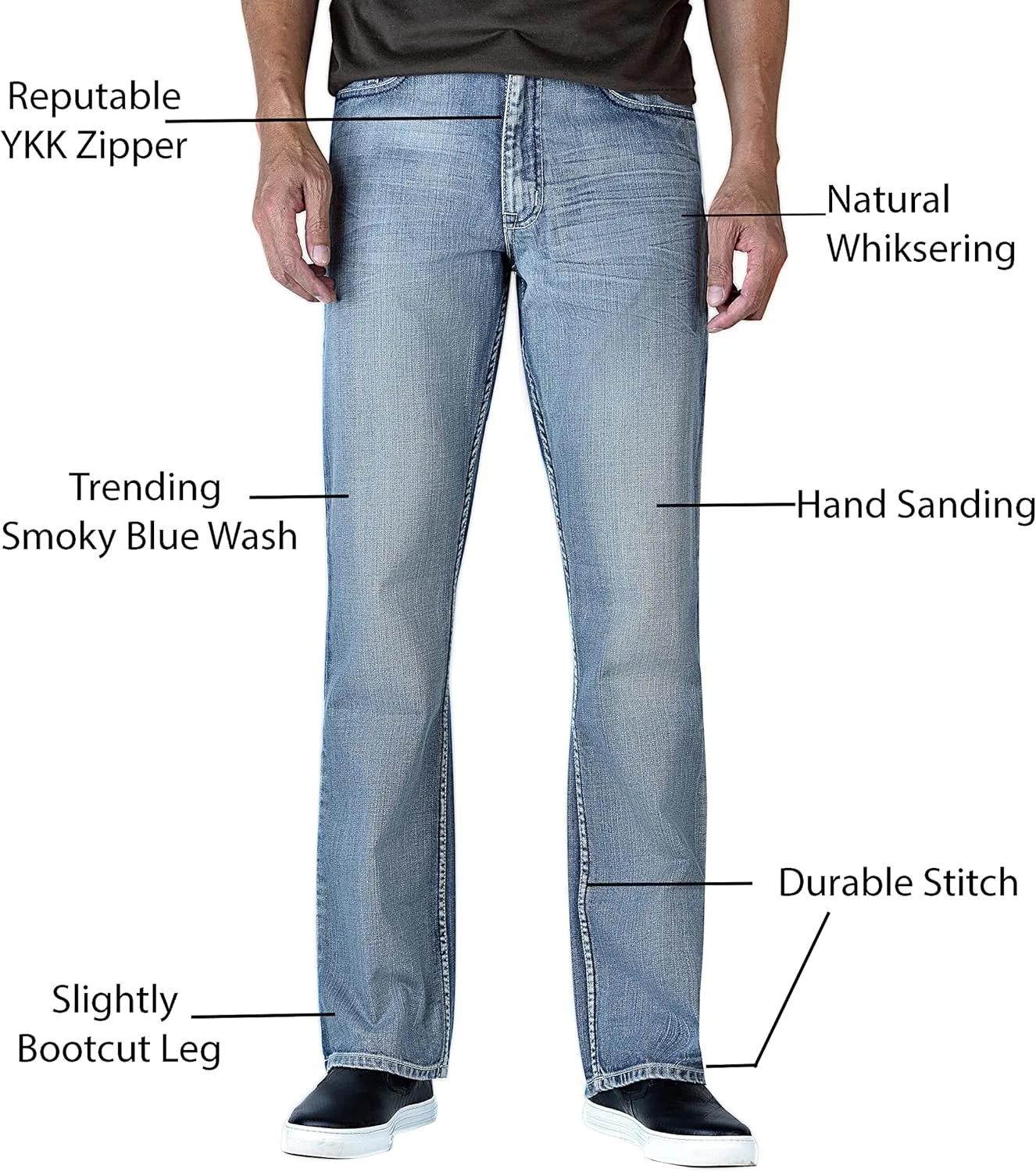 Flypaper Mens Fashion Bootcut Blue Jeans Regular Fit Mens Work Pants