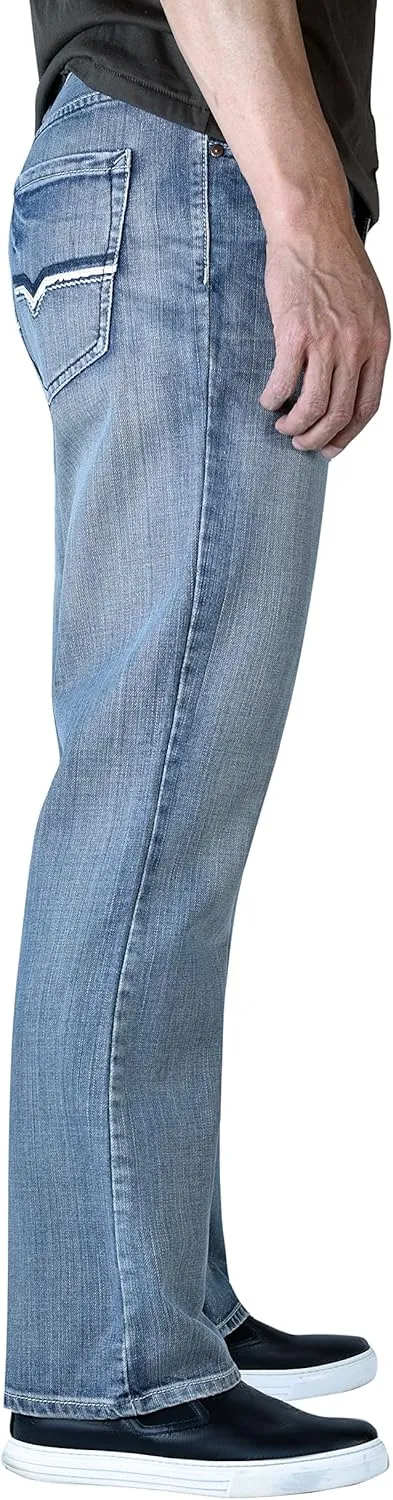 Flypaper Mens Fashion Bootcut Blue Jeans Regular Fit Mens Work Pants