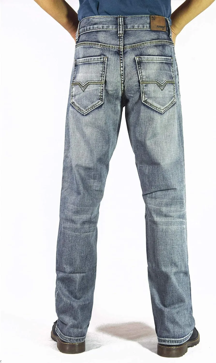 Flypaper Mens Fashion Bootcut Blue Jeans Regular Fit Mens Work Pants
