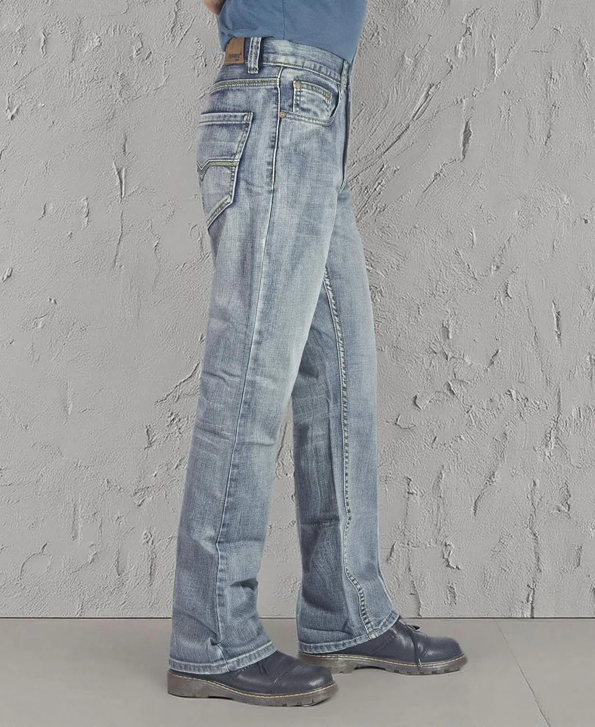 Flypaper Mens Fashion Bootcut Blue Jeans Regular Fit Mens Work Pants