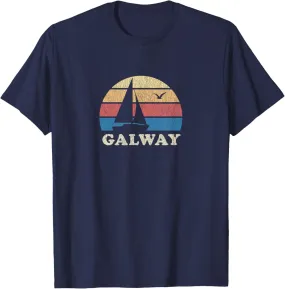 Galway T-Shirt Vintage Sailboat 70s Throwback Sunset Tee T-Shirt
