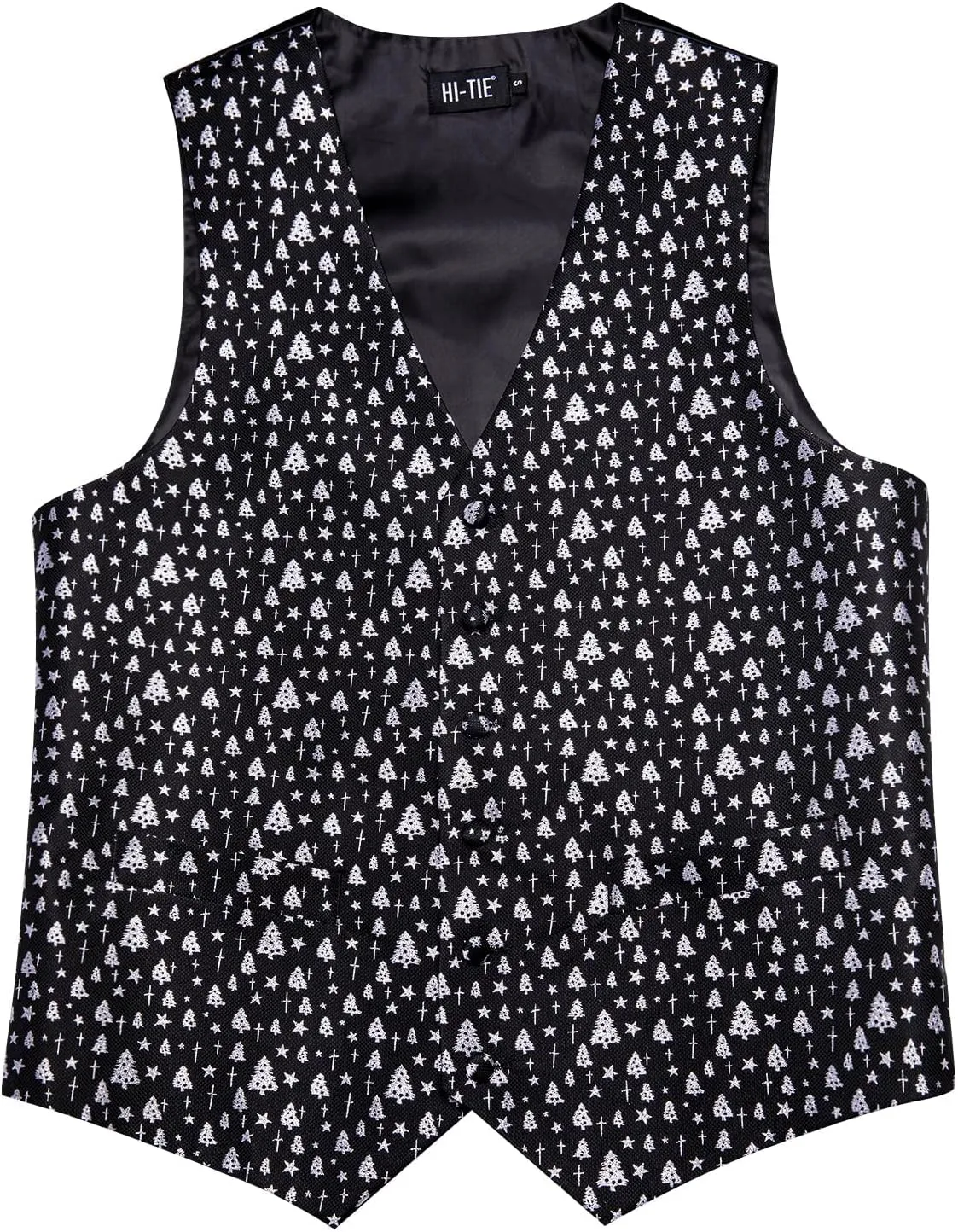 Hi-Tie Christmas Vest and Tie Set For Mens Print Shiny Suit Waistcoat Necktie Xmas Holiday Party Tuxedo Vest