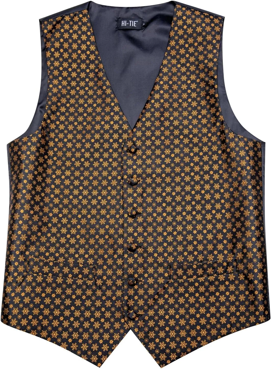 Hi-Tie Christmas Vest and Tie Set For Mens Print Shiny Suit Waistcoat Necktie Xmas Holiday Party Tuxedo Vest