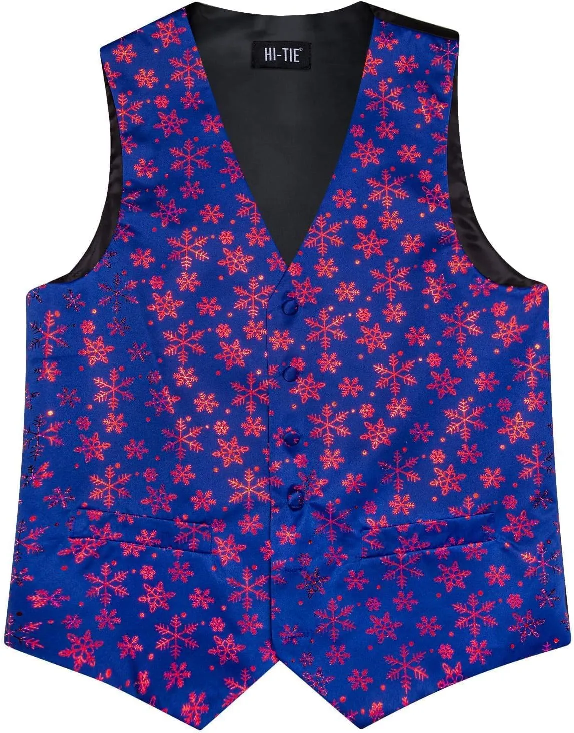 Hi-Tie Christmas Vest and Tie Set For Mens Print Shiny Suit Waistcoat Necktie Xmas Holiday Party Tuxedo Vest