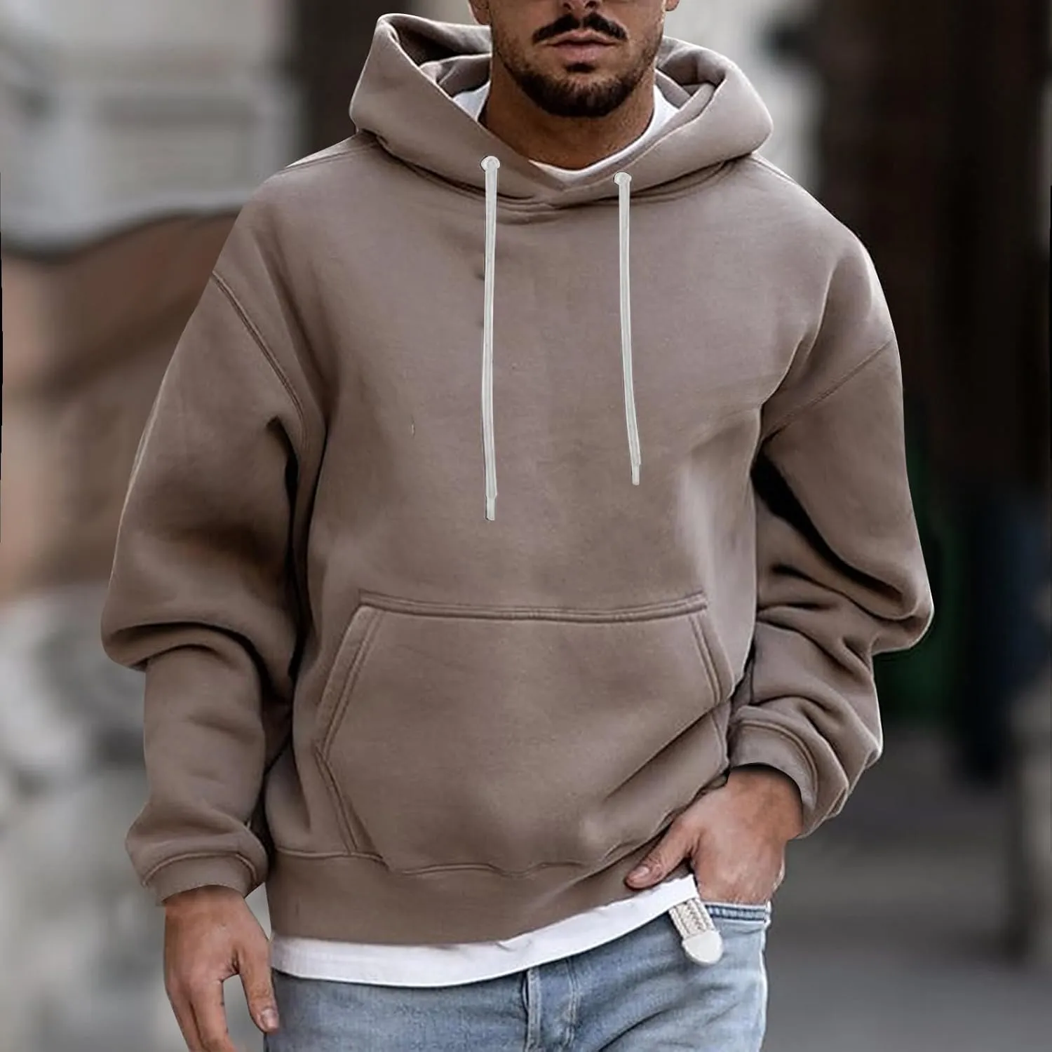 Hoodies for Men 2024 Men's Fleece Pullover Hoodie Loose Fit Ultra Soft Hooded Sweatshirt with Pockets