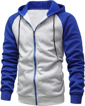 Hoodies for Men Zip Up Color Block Fleece Sweatshirts Fashion Casual Workout Long Sleeve Jacket Coats with Pocket