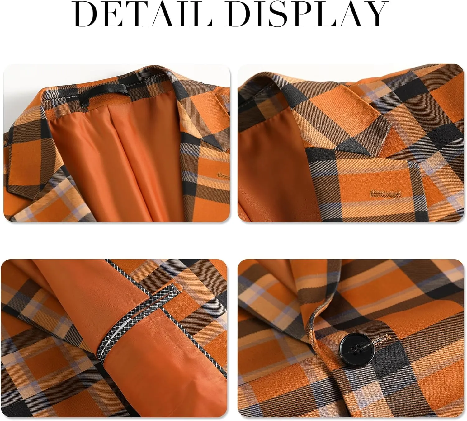 Iynnijoy Mens 2 Piece Slim Fit Suit Casual Plaid Tuxedo Suit for Men Party Wedding Business Dress Suit Set