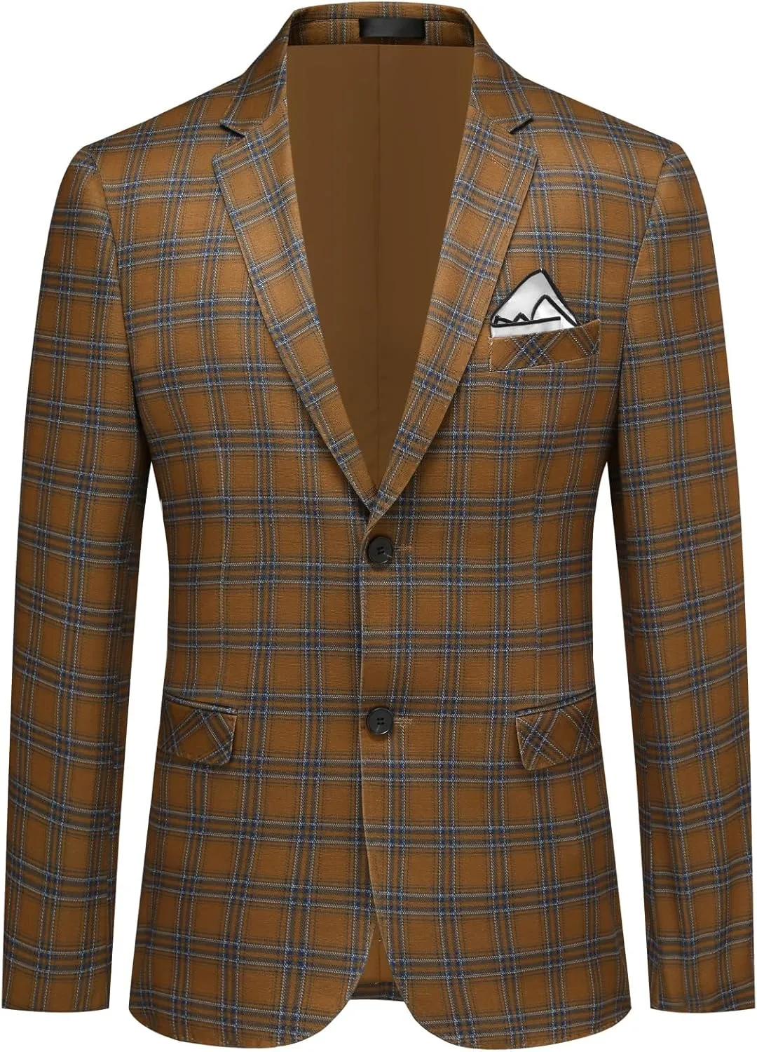 Iynnijoy Mens 2 Piece Slim Fit Suit Casual Plaid Tuxedo Suit for Men Party Wedding Business Dress Suit Set