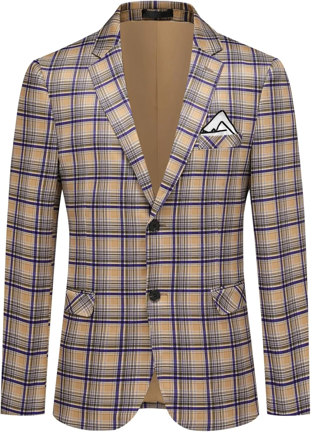 Iynnijoy Mens 2 Piece Slim Fit Suit Casual Plaid Tuxedo Suit for Men Party Wedding Business Dress Suit Set