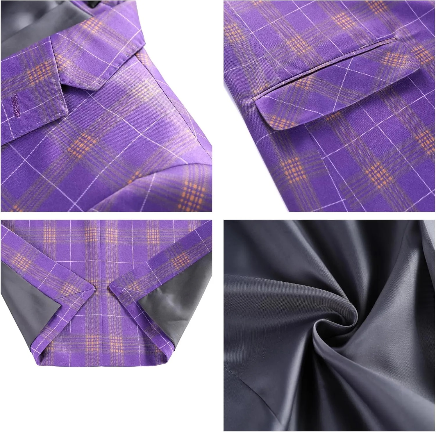 Iynnijoy Mens 2 Piece Slim Fit Suit Casual Plaid Tuxedo Suit for Men Party Wedding Business Dress Suit Set