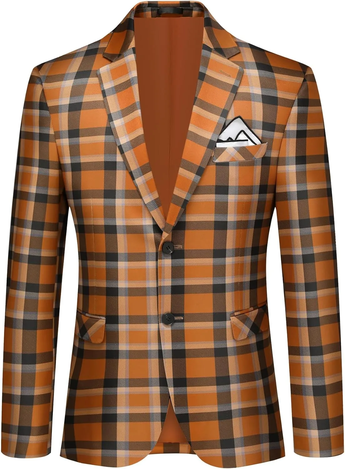 Iynnijoy Mens 2 Piece Slim Fit Suit Casual Plaid Tuxedo Suit for Men Party Wedding Business Dress Suit Set