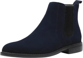 JIONS Men Chelsea Slip On Suede Boots Lightweight Leather Casual Dress Ankle Shoes