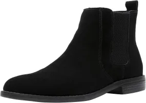 JIONS Men Chelsea Slip On Suede Boots Lightweight Leather Casual Dress Ankle Shoes