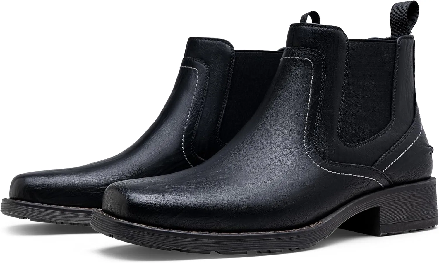 Jousen Chelsea Boots Men Square Toe Ankle Mens Western Boots Casual Slip On Boots for Men