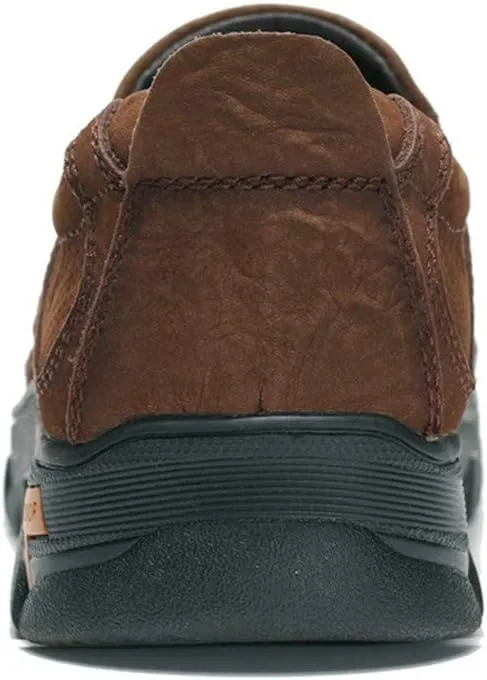 JOYVIP Mens Breathable Walking Loafers Leather Slip-on Hiking Shoes