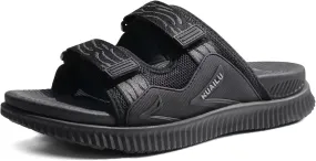 KuaiLu Mens Orthotic Sandals Athletic Thick Cushion Recovery Sport Slides Adjustable Strap Open Toe Walking Sandles With Comfortable Plantar Fasciitis Arch Support
