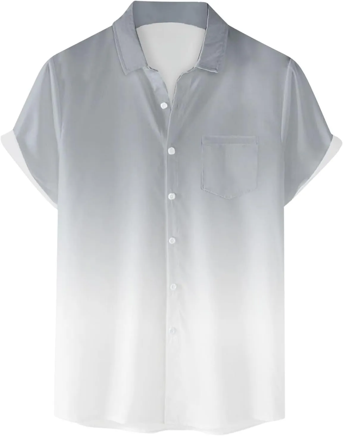 Linen Shirts for Men Gradient Short Sleeve Casual Button Down Shirt Lightweight Summer Beach Regular Fit Hawaiian Shirt